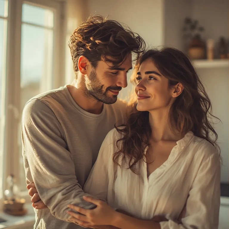 Couple partageant un moment de détente et de complicité lors d'une mini-pause bien-être au soleil