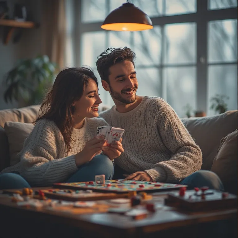 Couple complice jouant ensemble dans un moment de légèreté et de partage