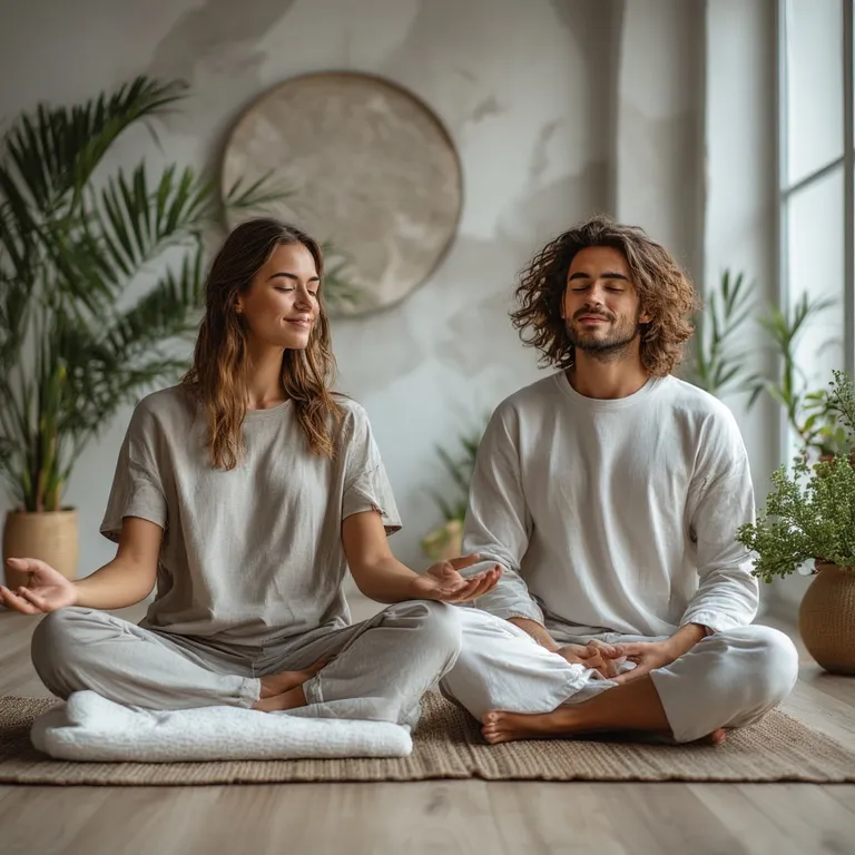 Couple pratiquant la relaxation ensemble