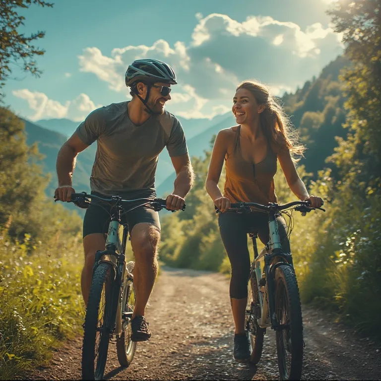 Couple complice pratiquant une activité sportive ensemble en plein air